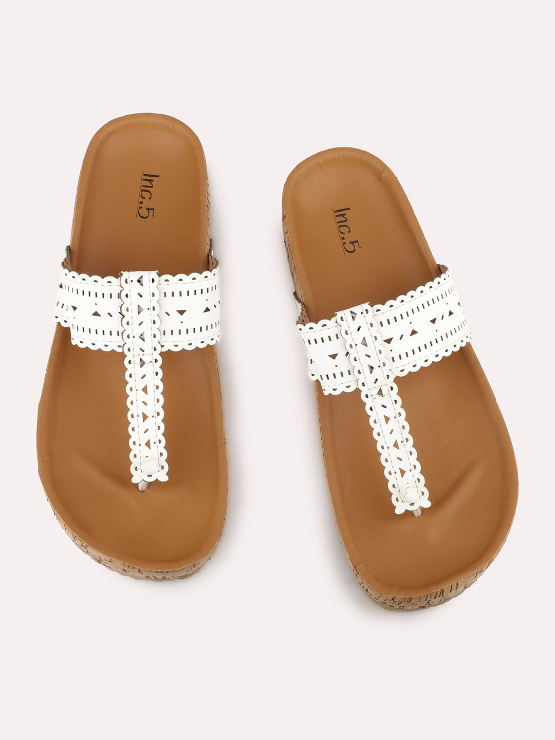 Womens White Casual Solid Ethnic Casual Flats