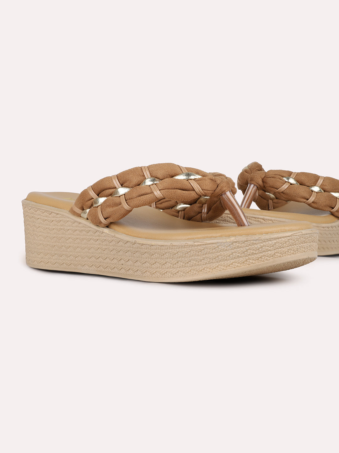 Womens Beige Casual Solid Round Toe Sandal