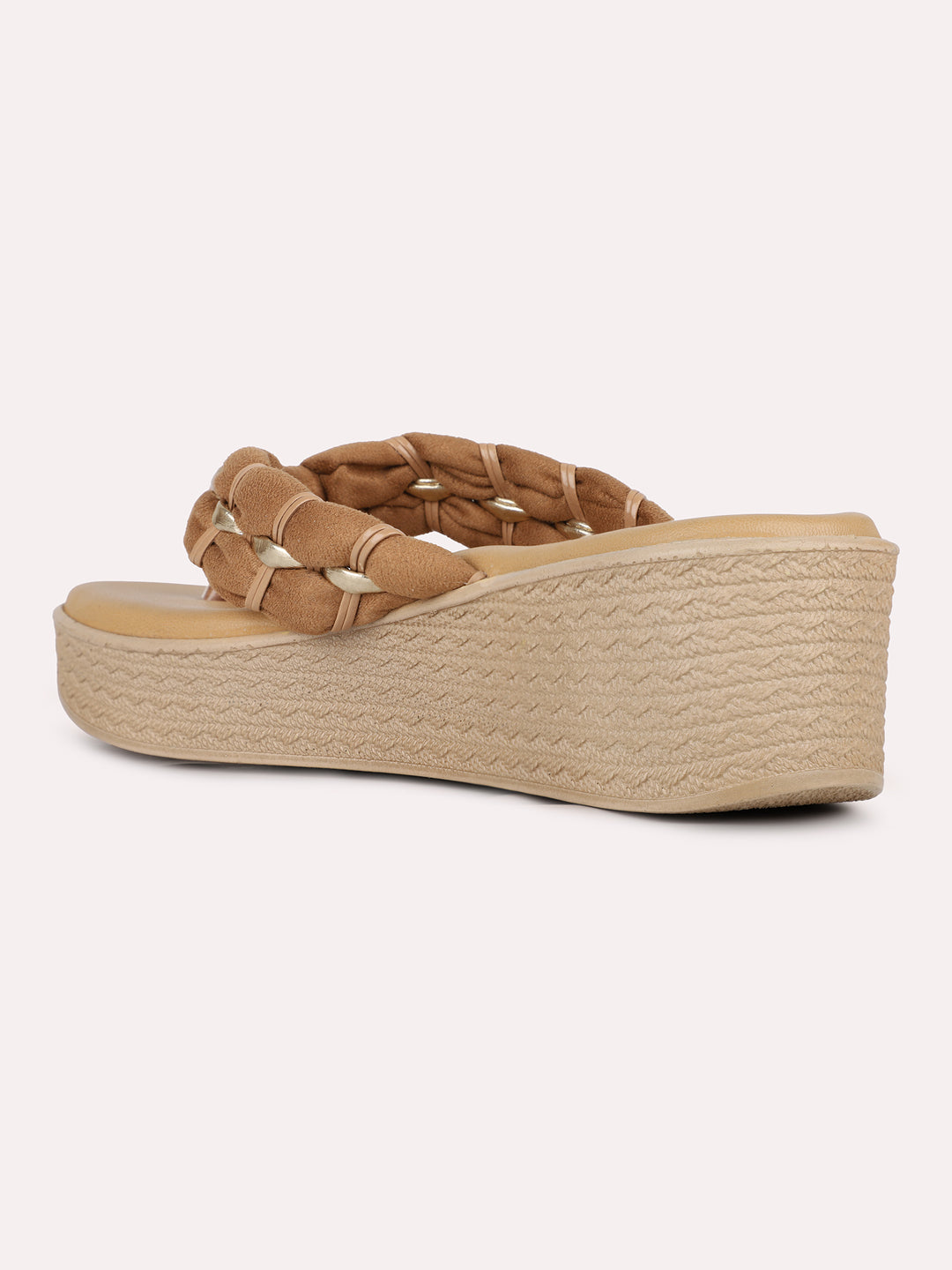 Womens Beige Casual Solid Round Toe Sandal