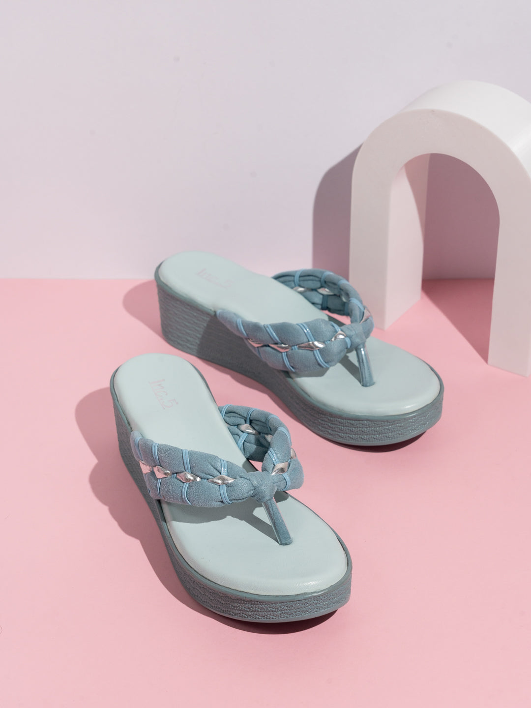 Womens Blue Casual Solid Round Toe Sandals