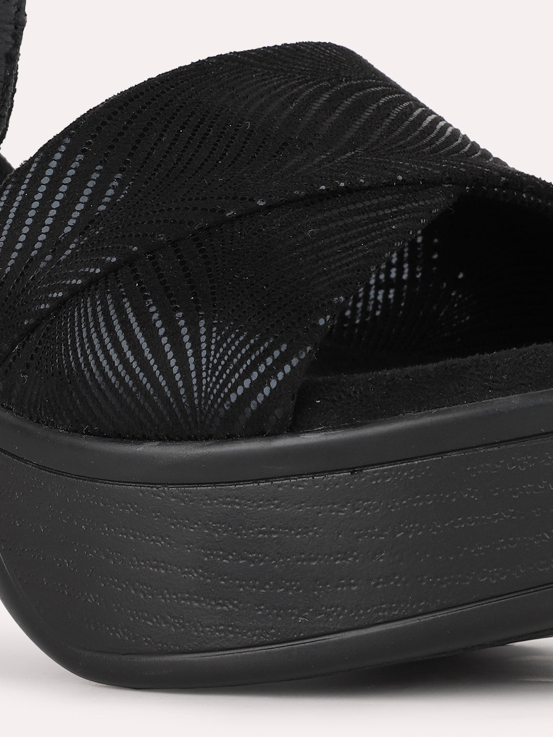 Womens Black Party Wear Solid Round Toe Platform Heels