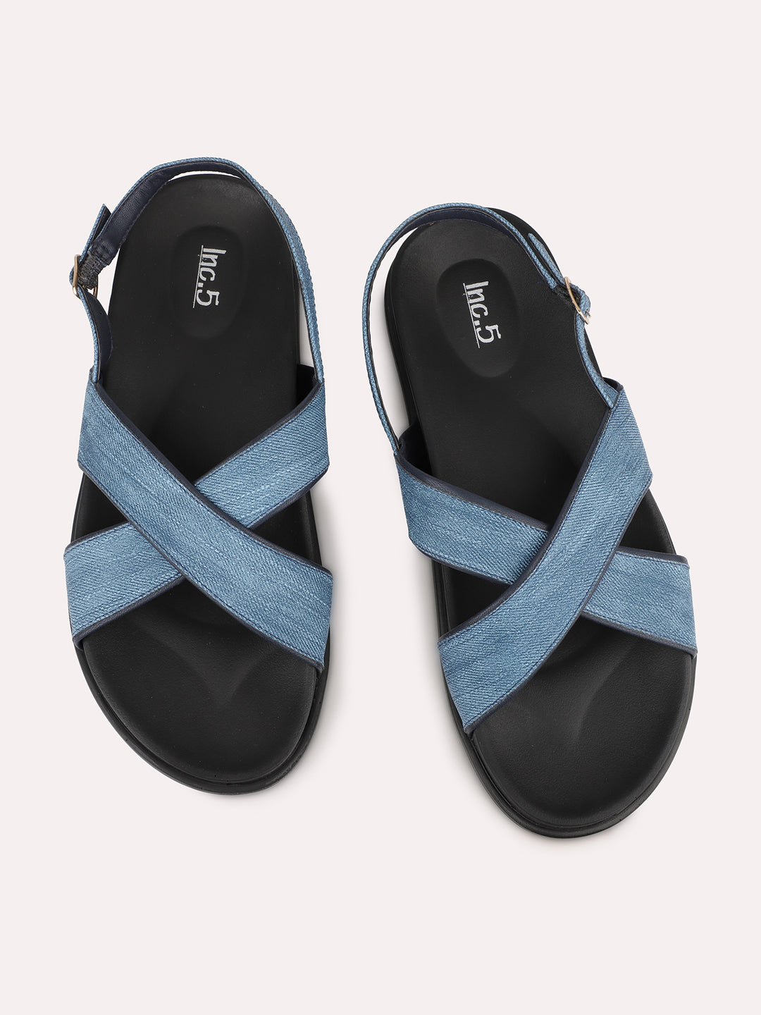 Womens Blue Solid Open Toe Casual Flat Sandals