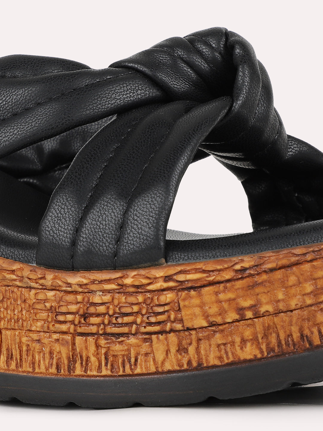 Womens Black Party Wear Solid Round Toe Wedges Heels