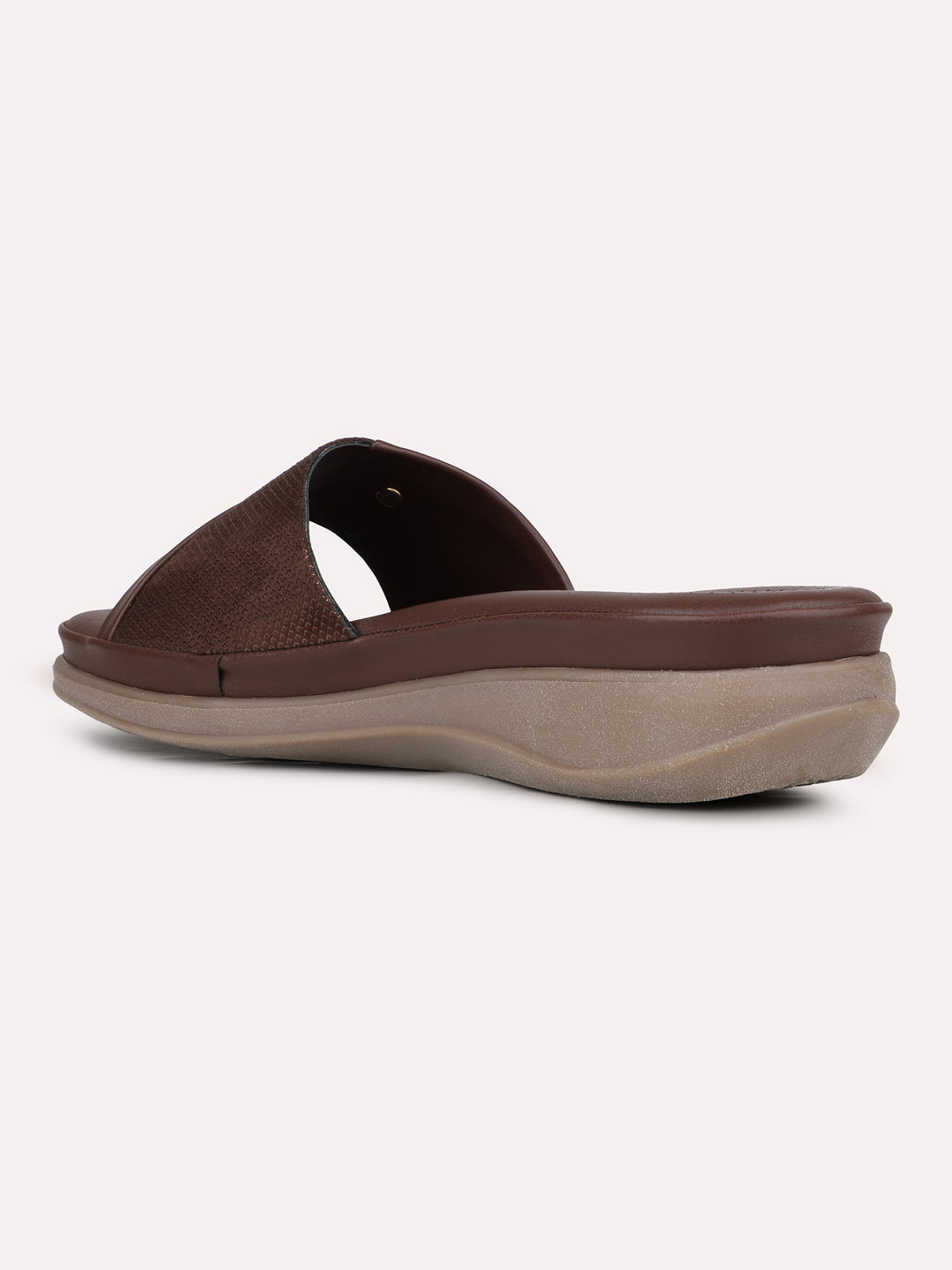 Womens Brown Solid Round Toe Casual Slip-On Flats