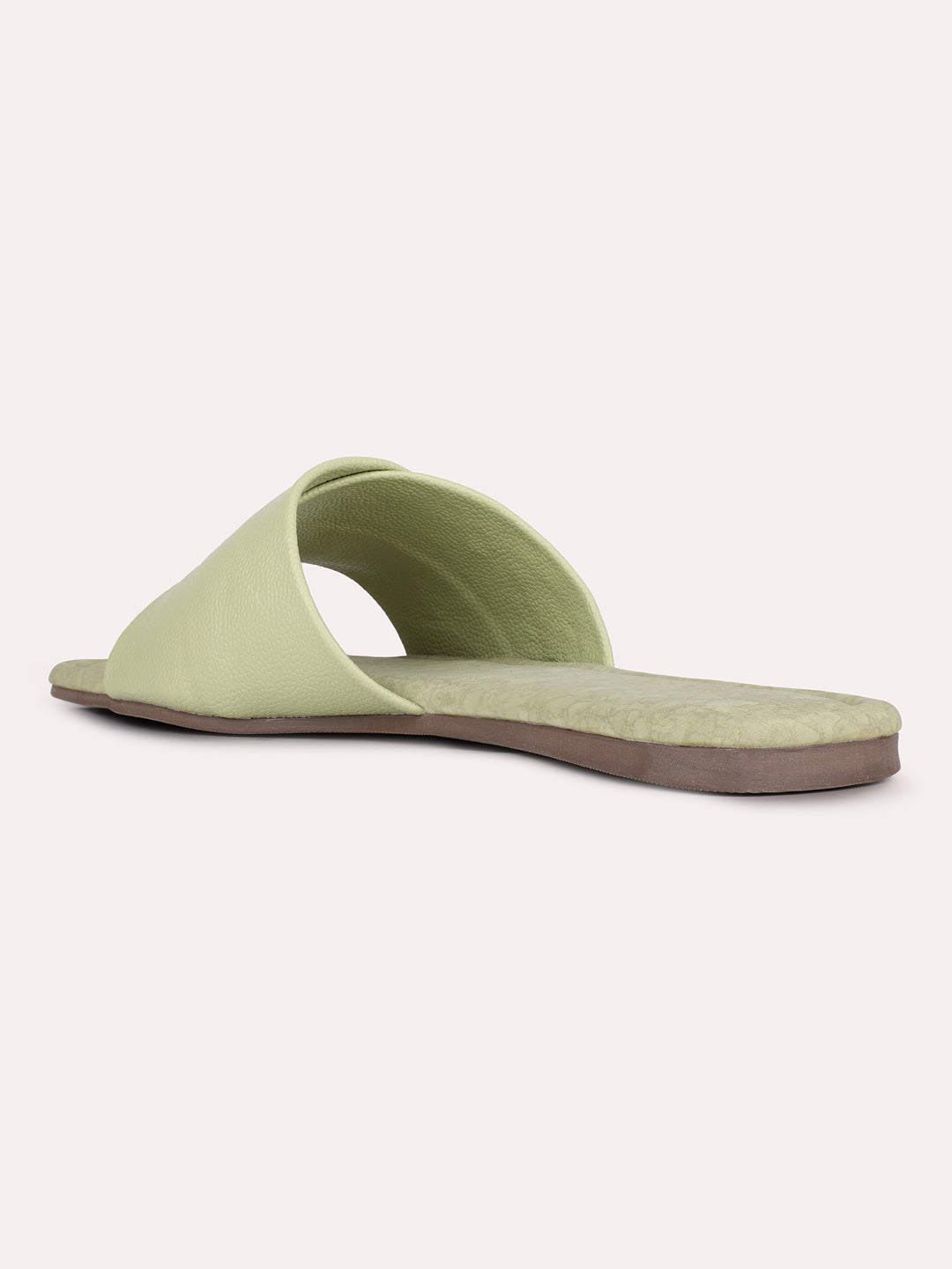 Womens Green Casual Solid Open Toe Flats