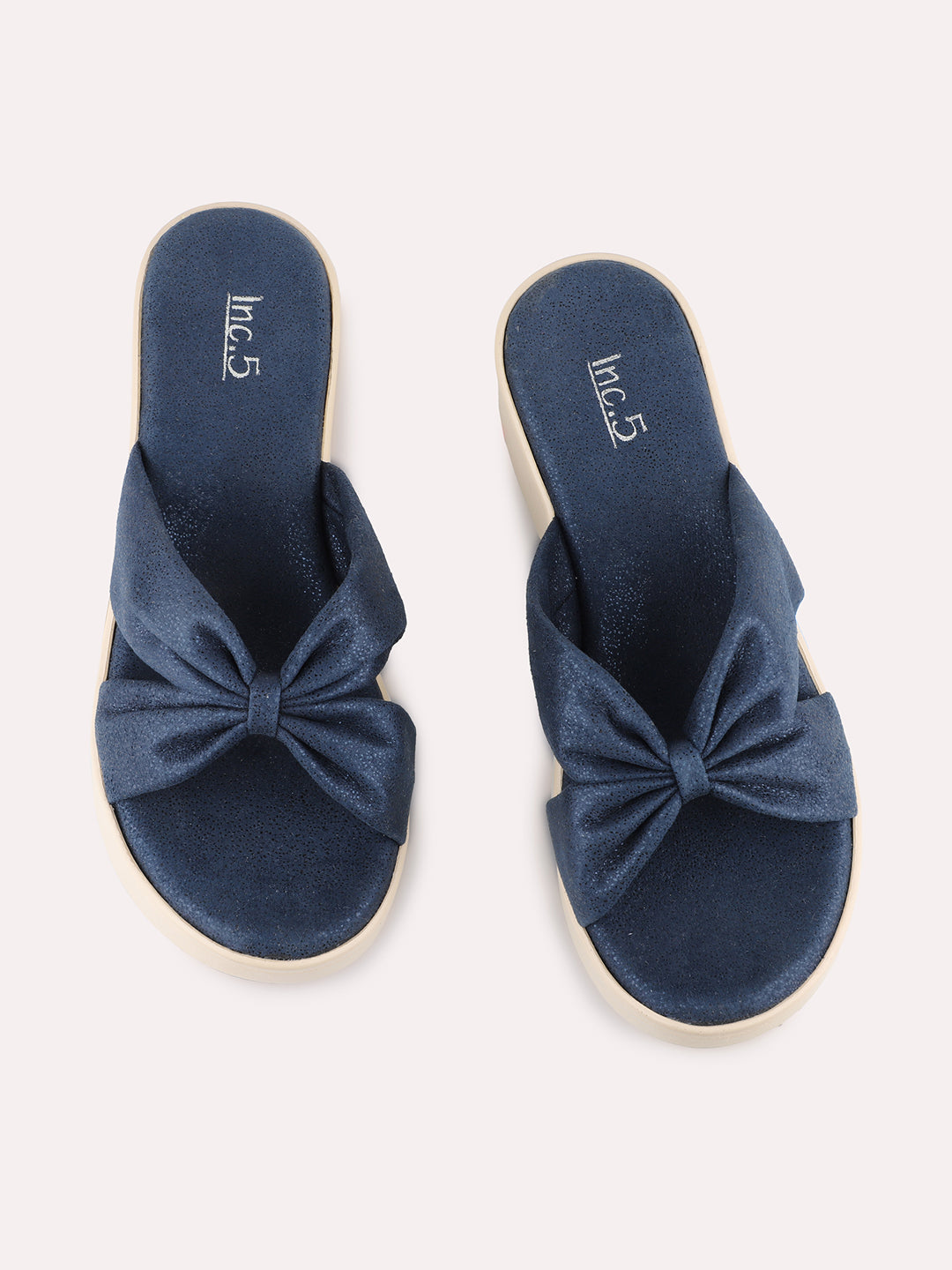 Womens Navy Casual Solid Round Toe Sandals