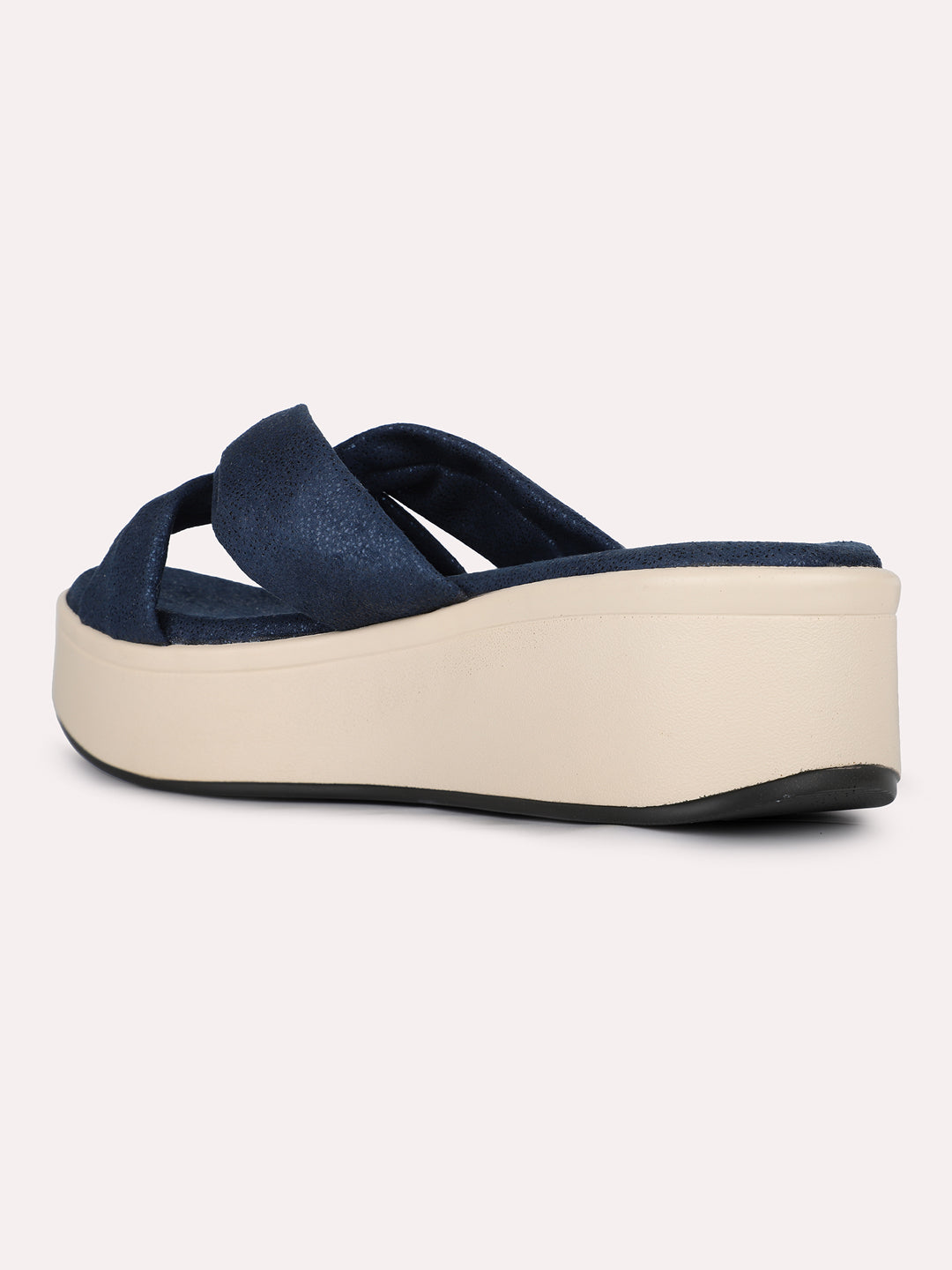 Womens Navy Casual Solid Round Toe Sandals