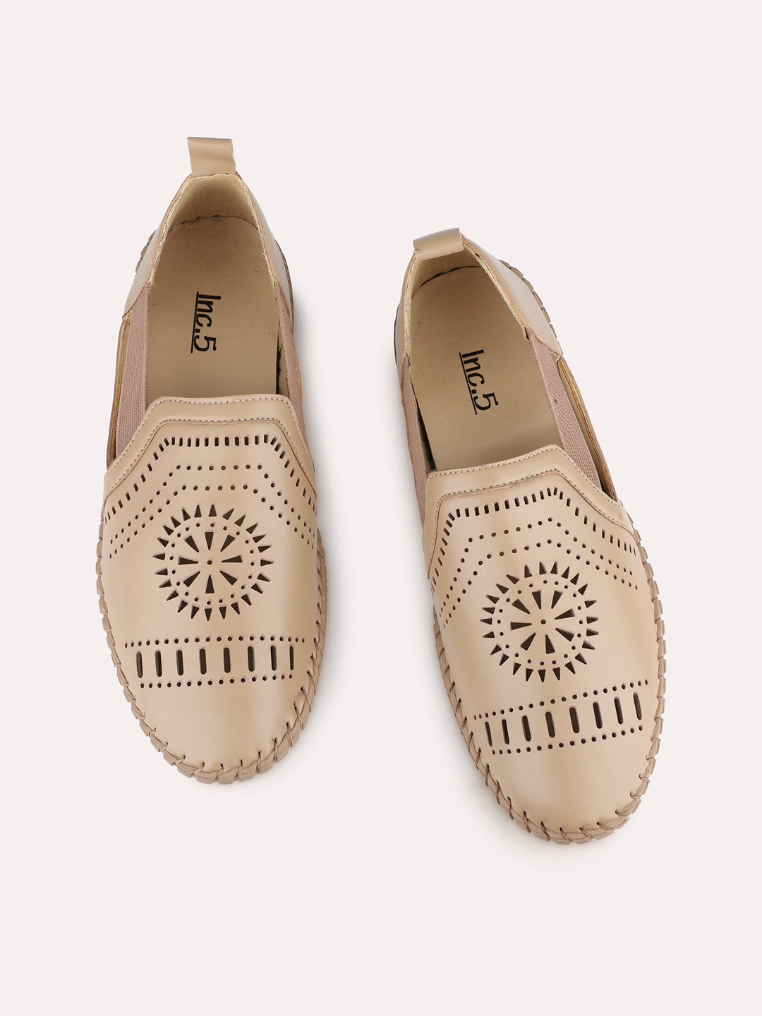 Womens Brown Casual Embellished Round Toe Loafers