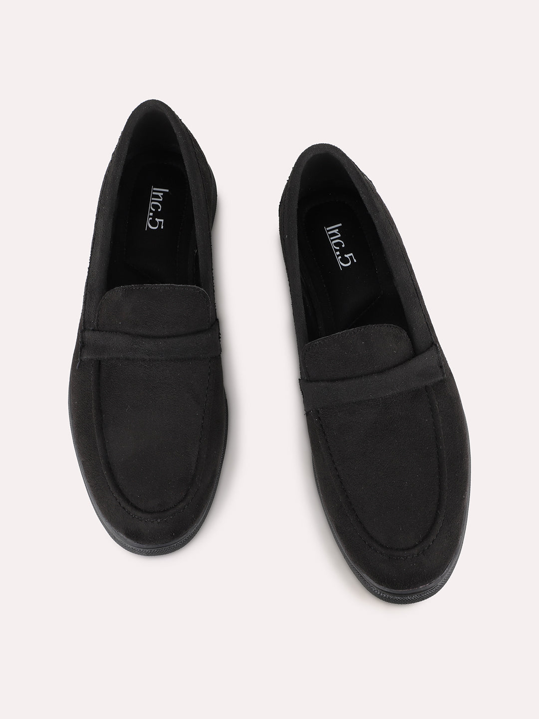 Womens Black Party Wear Solid Round Toe Loafers