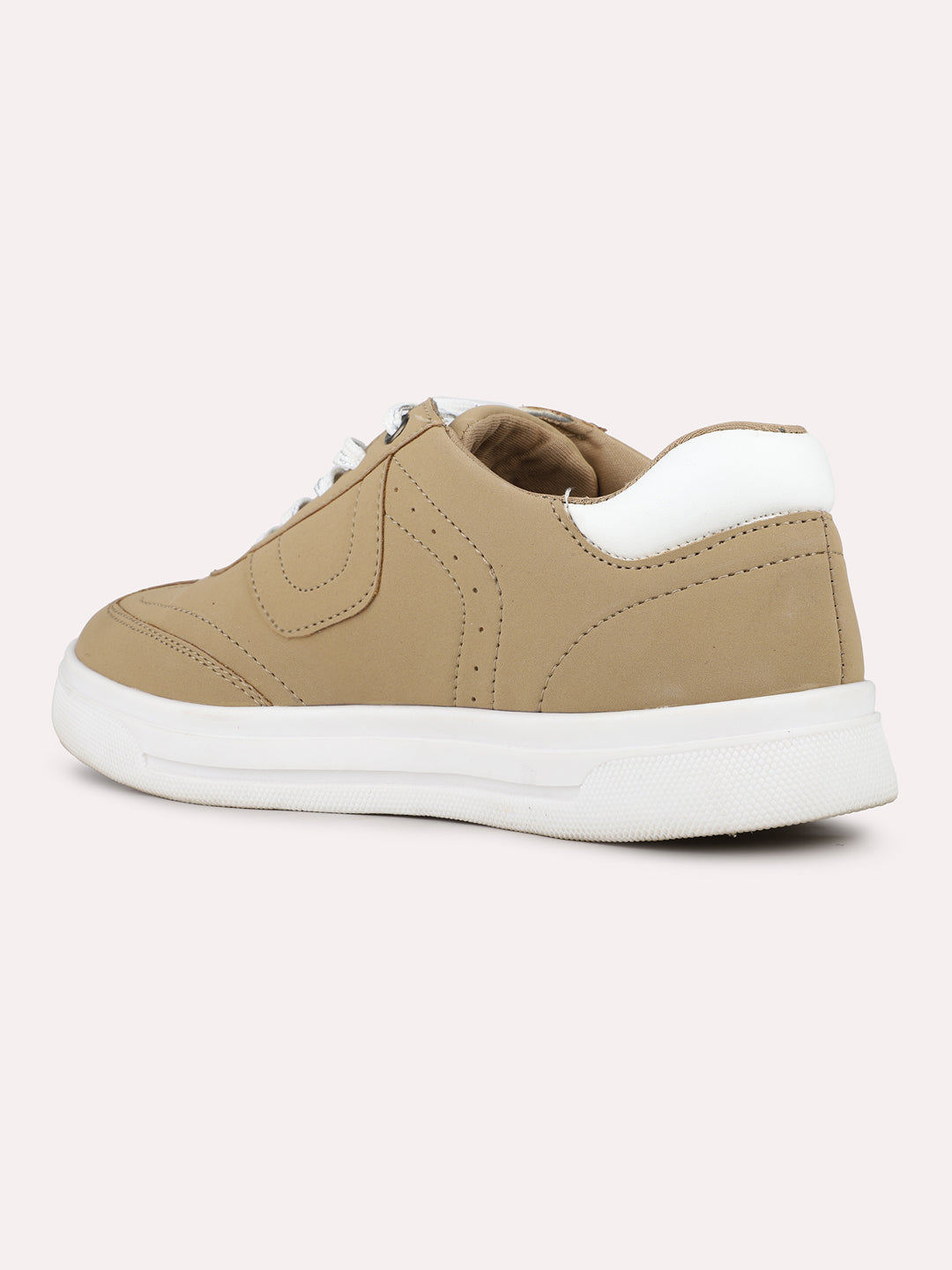 Womens Beige Casual Solid Round Toe Sneakers