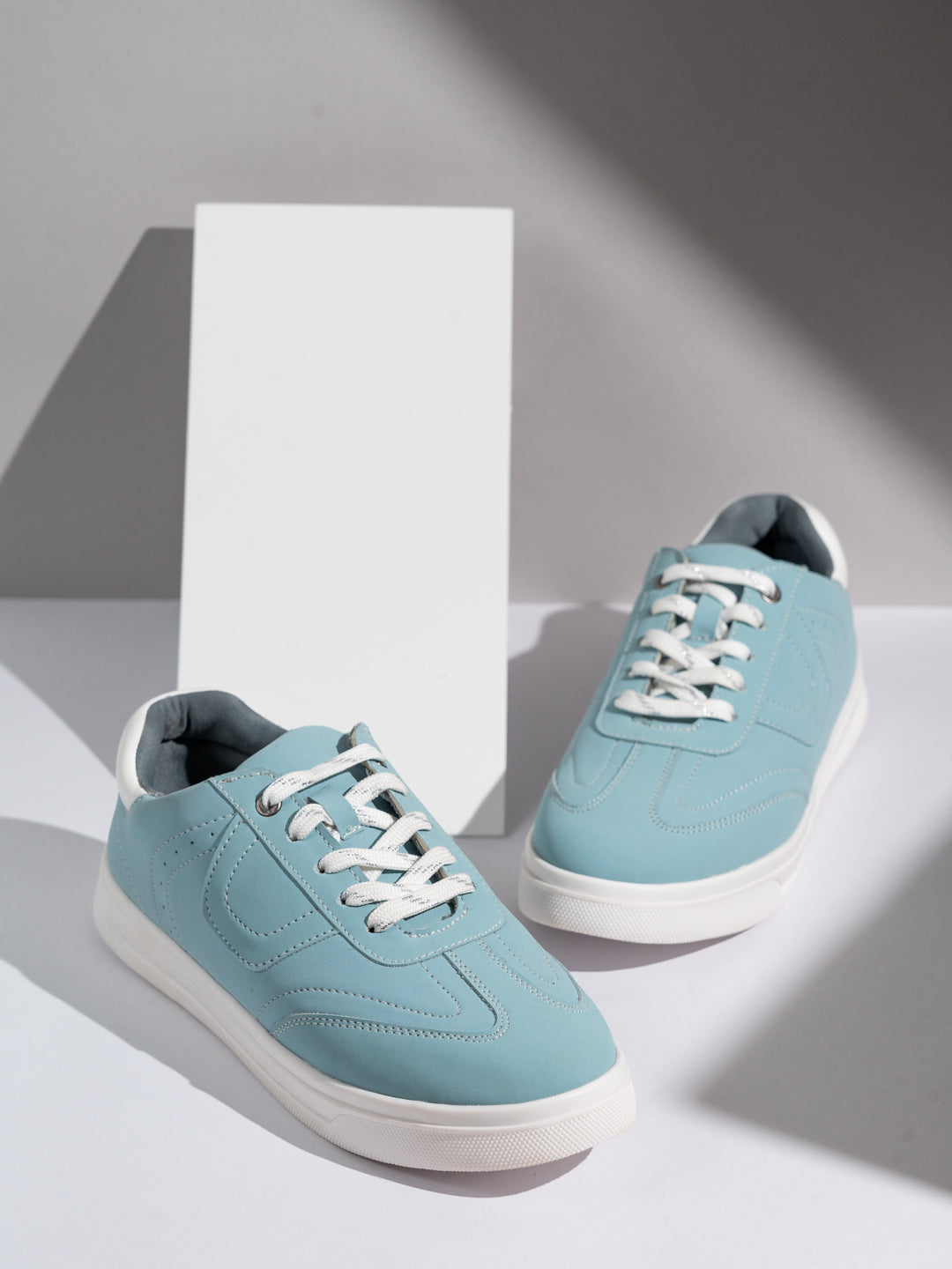 Womens Blue Casual Solid Round Toe Sneakers