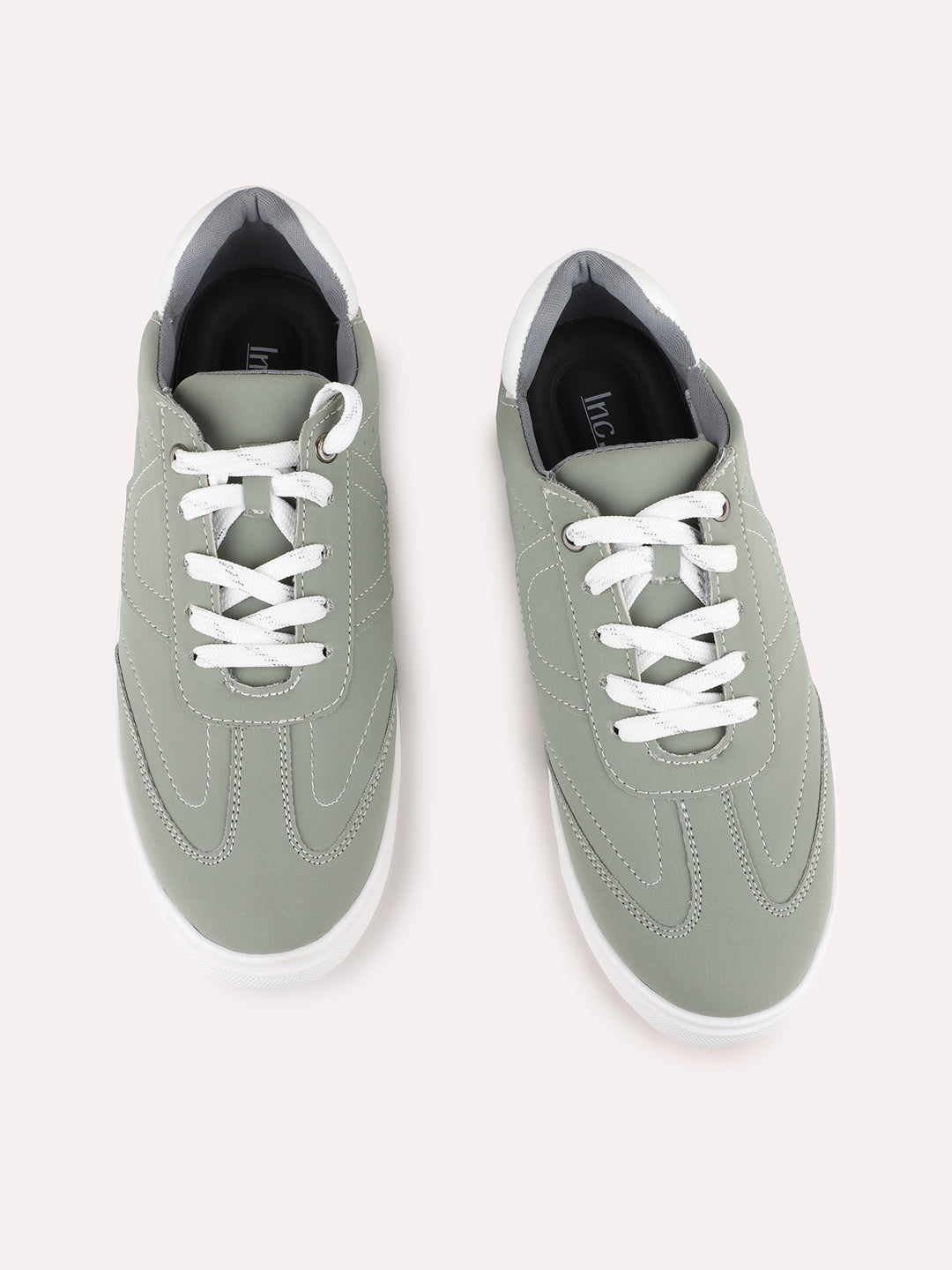 Womens Green Casual Solid Round Toe Sneakers