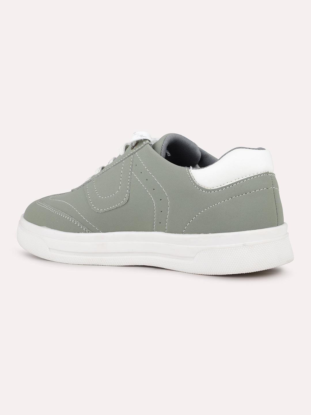 Womens Green Casual Solid Round Toe Sneakers