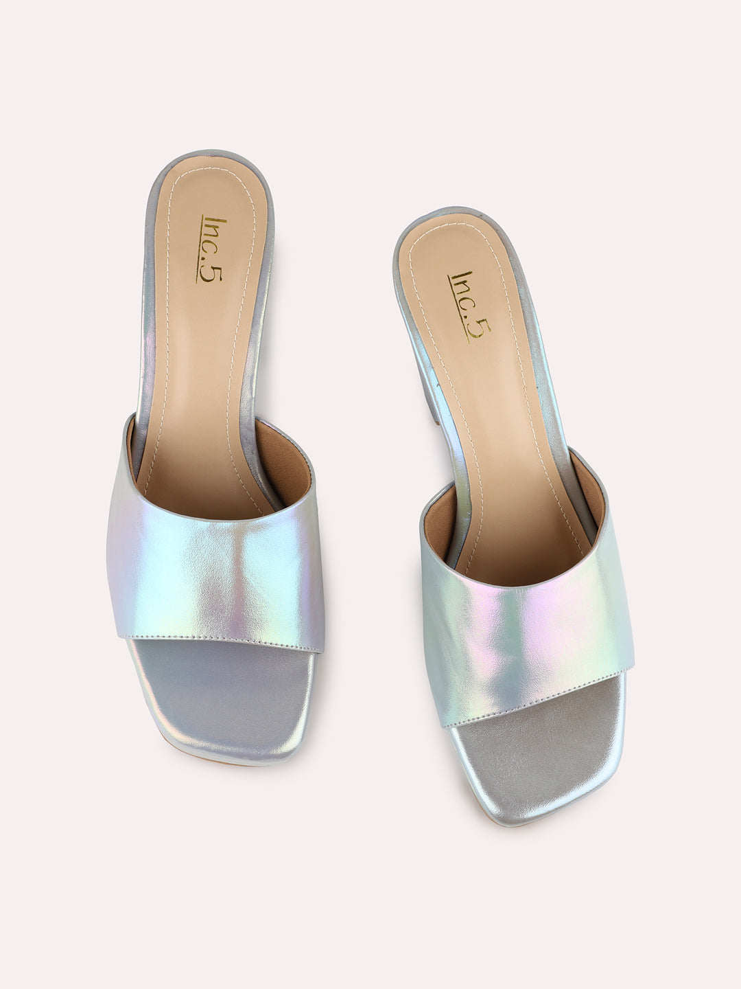 Womens Grey Party Wear Solid Round Toe Block Heels