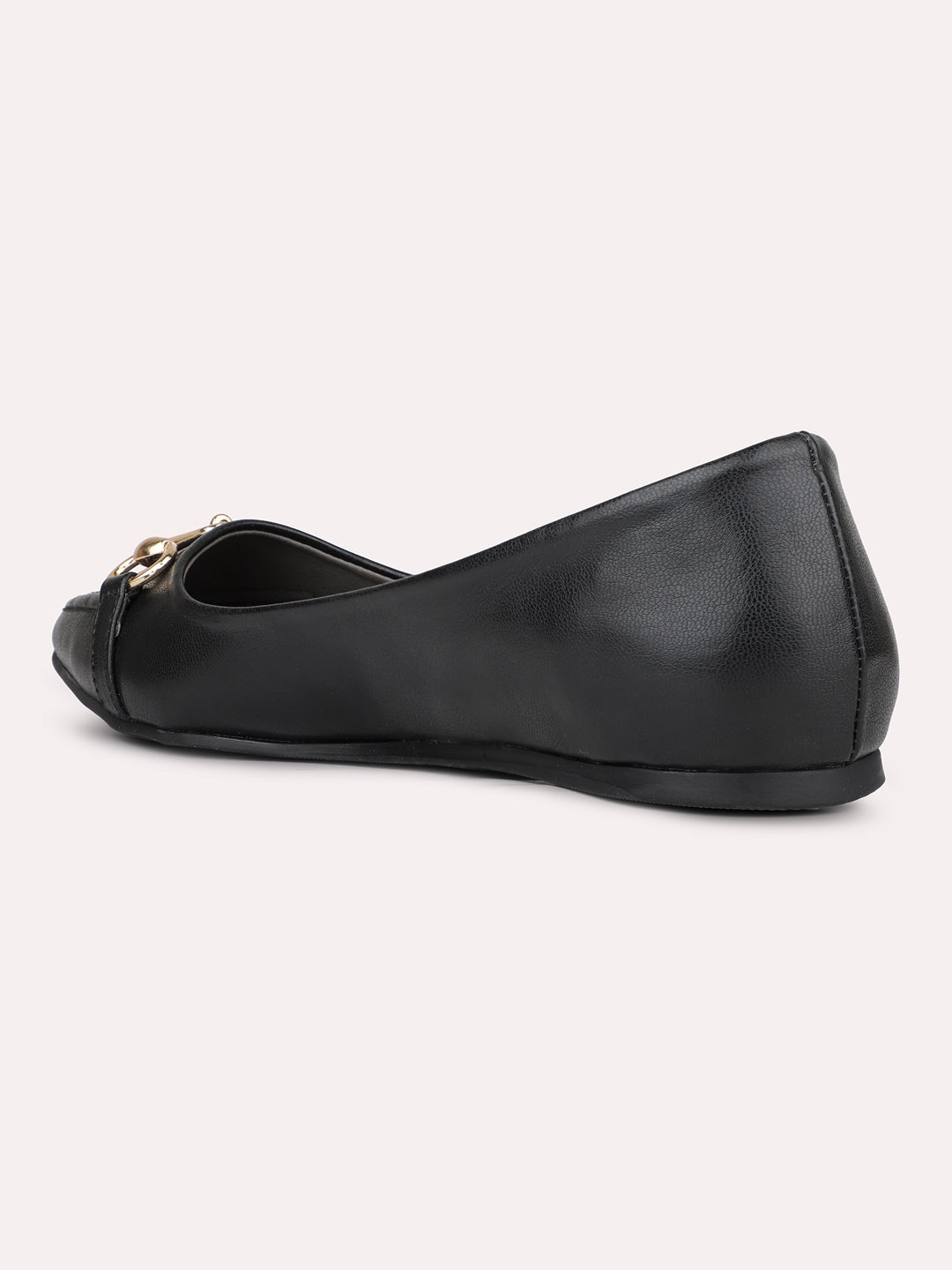 Womens Black Solid Pointed Toe Casual Ballerinas