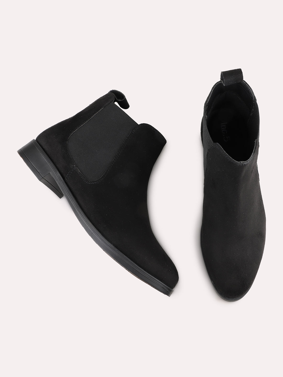 Womens Black Formal Solid Round Toe Boots