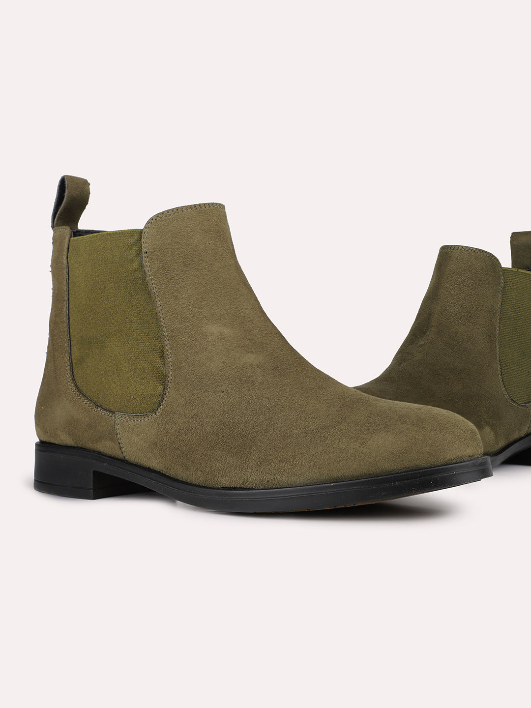 Womens Green Formal Solid Round Toe Boots