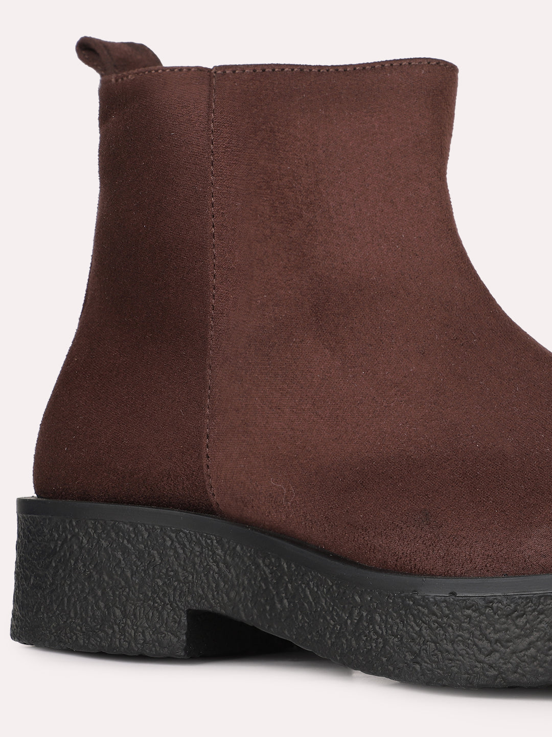 Womens Brown Formal Solid Round Toe Boots