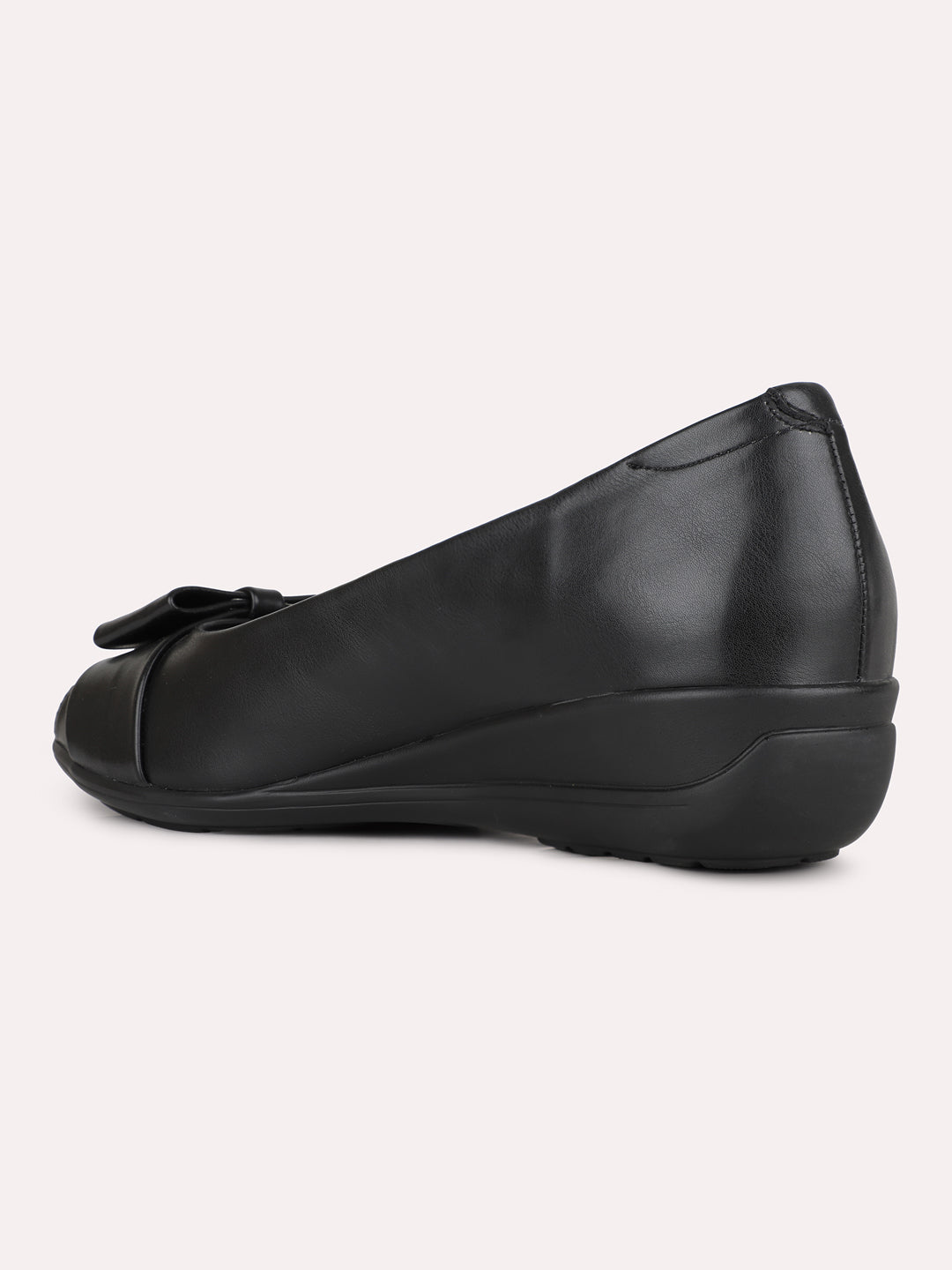 Womens Black Party Wear Solid Open Toe Wedges Heels Ballerinas
