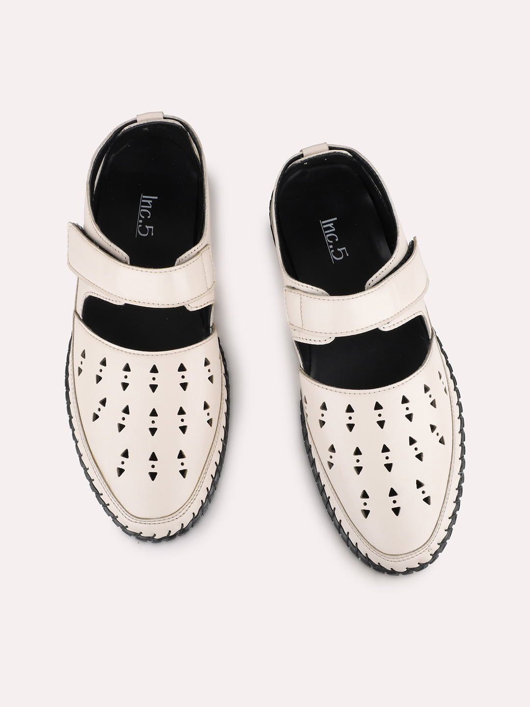 Womens Cream Casual Embellished Round Toe Loafers