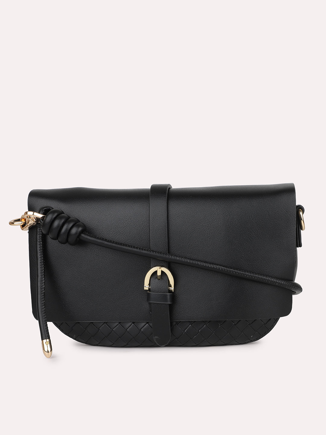 Women Black Structured Sling Bag