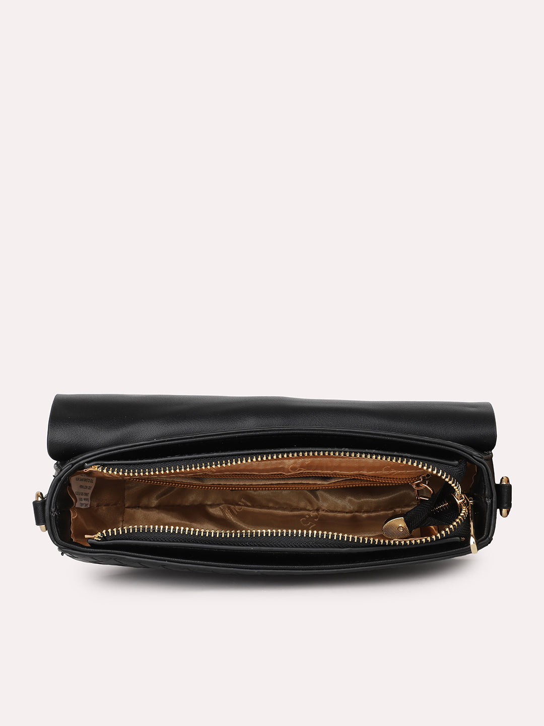 Women Black Structured Sling Bag