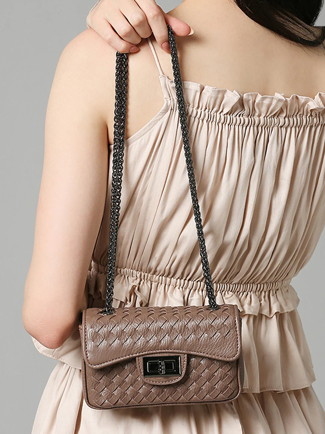 Inc.5 Women Beige Textured Sling Bag