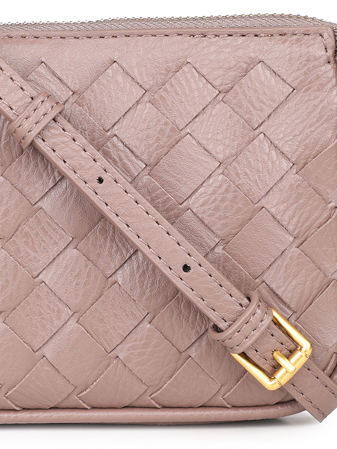 Women Brown Textured Design Solid Sling Bag