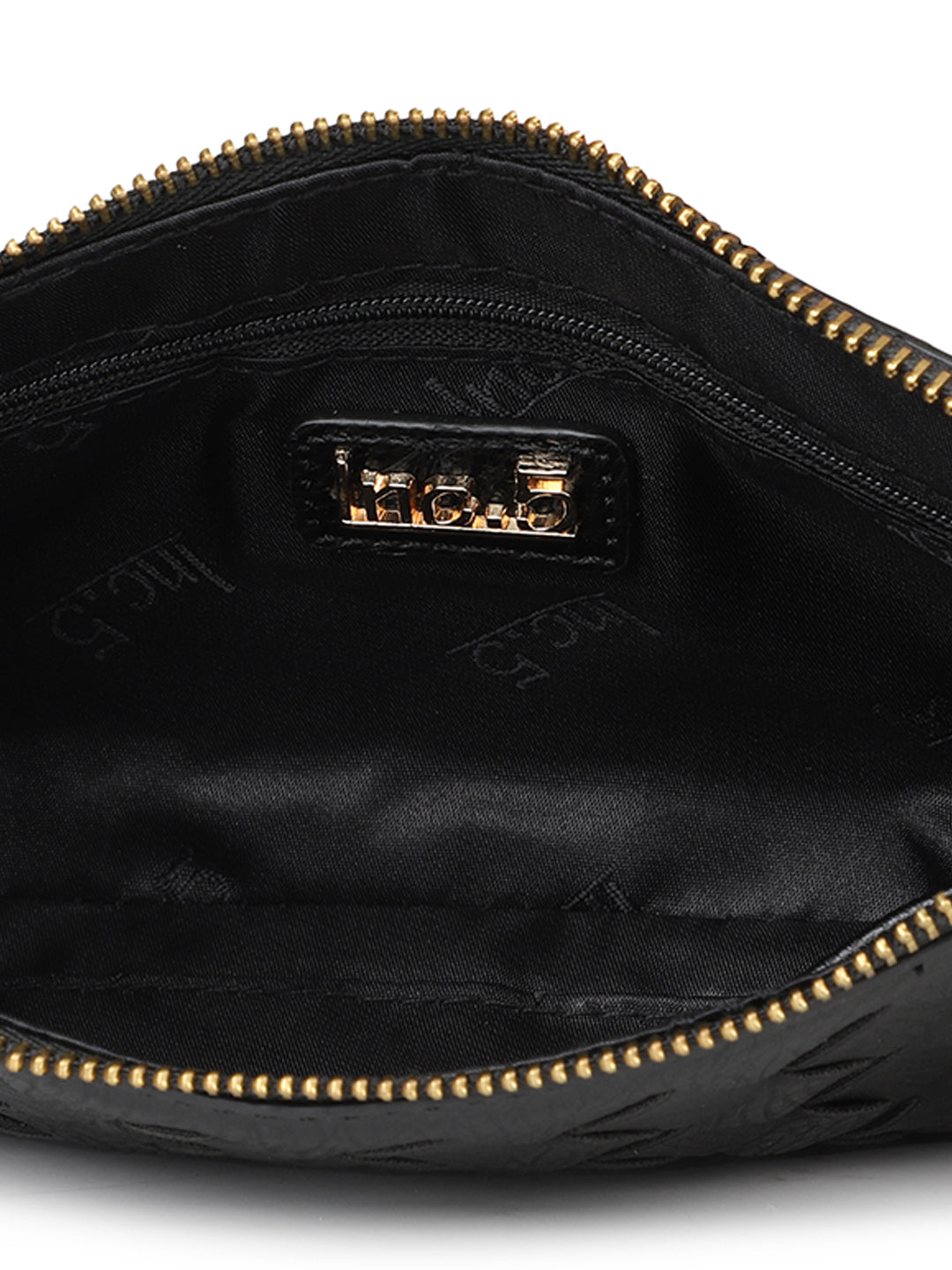 Women Black Textured Design Solid Sling Bag