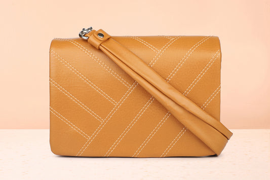 Inc.5 Women Tan Textured sling Bag