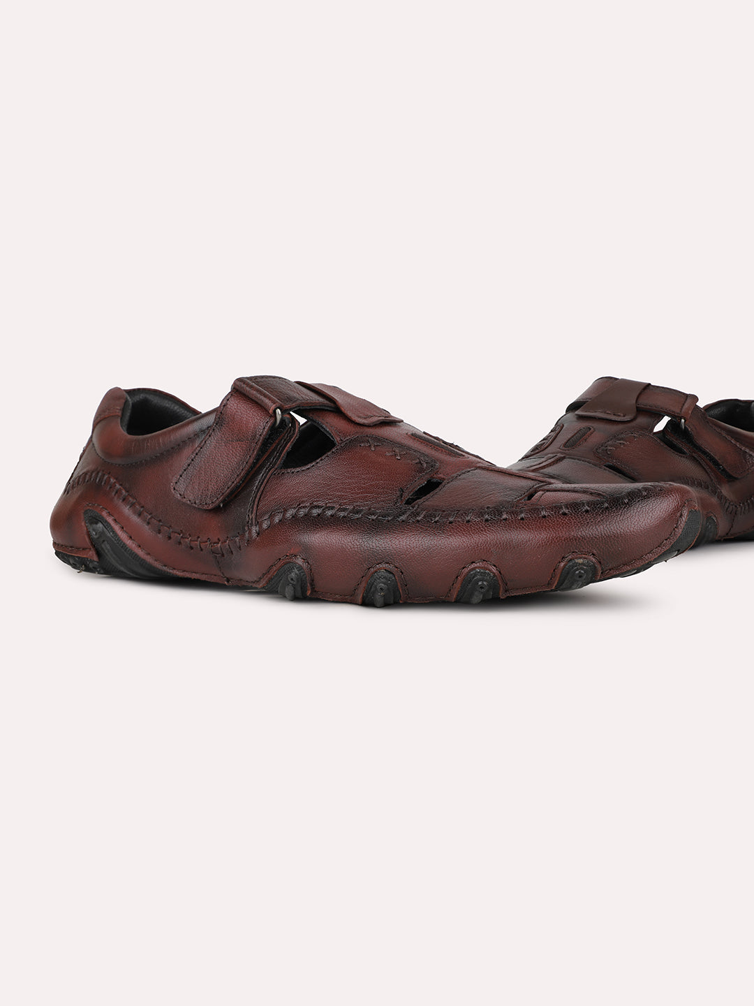 Mens Brown Casual Solid Round Toe Slip-Ons