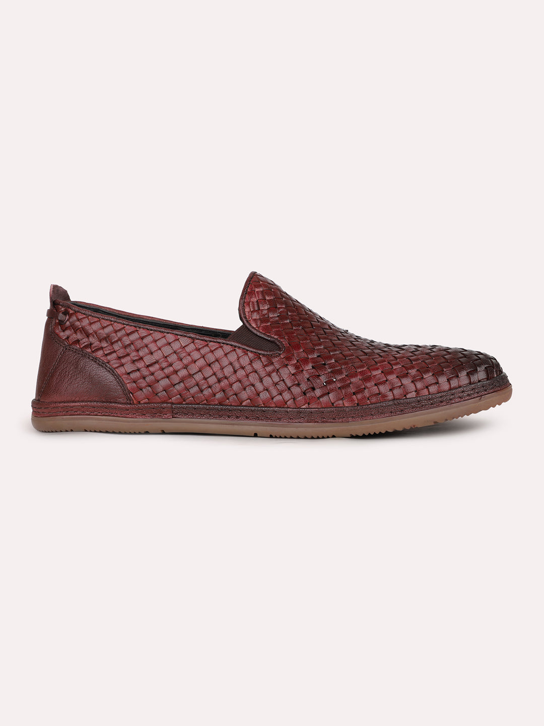 Mens Brown Casual Embossed Round Toe Slip-Ons