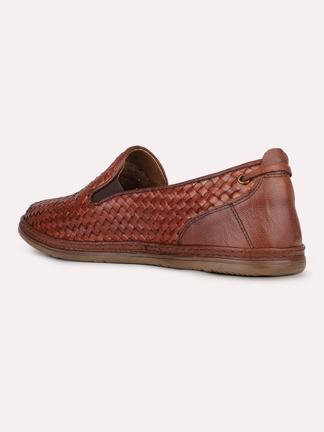 Mens Tan Casual Embossed Round Toe Slip-Ons