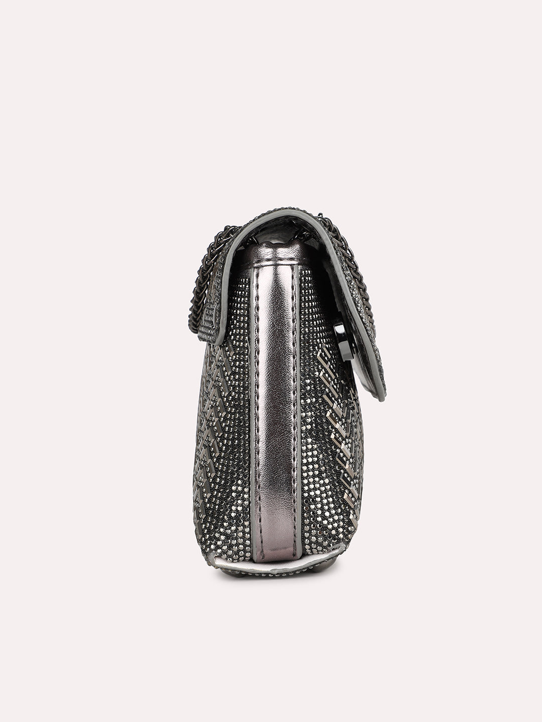 Womens Grey Embellished Sling Bag
