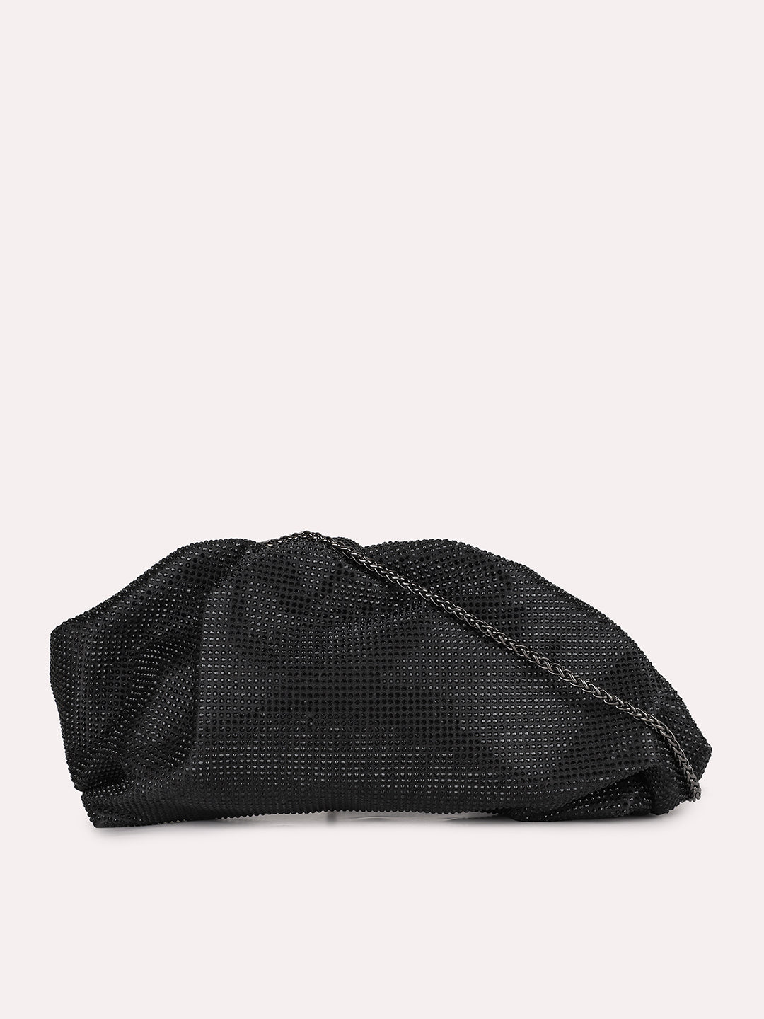 Womens Black Embellished Pouch Potli