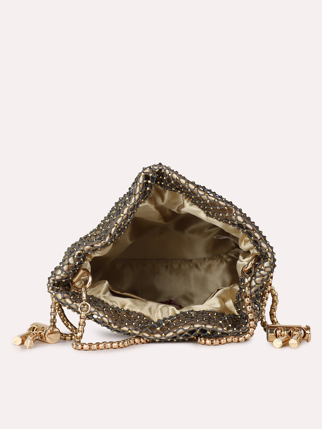 Womens Gold Embellished Pouch Potli