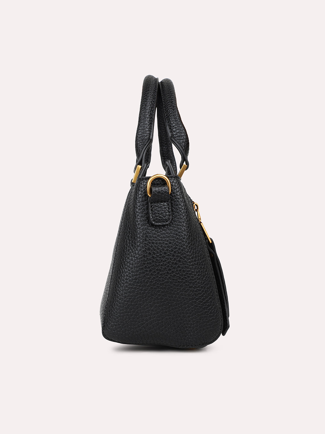 Womens Black Textured Handbag