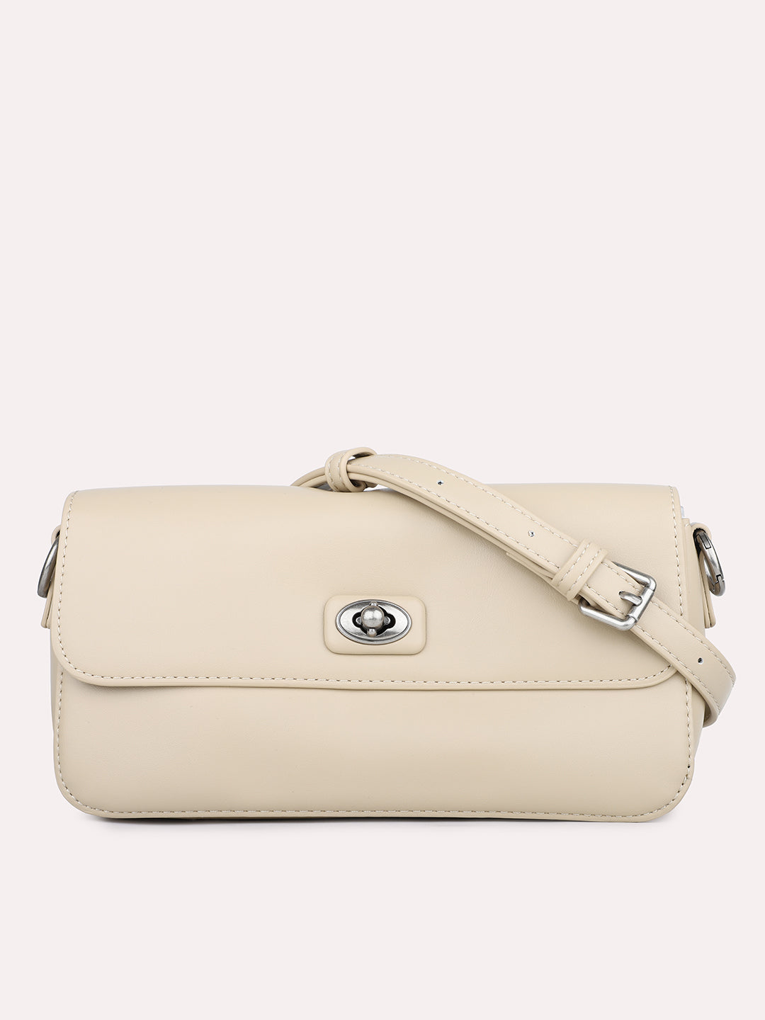 Womens Beige Solid Shoulder Bag