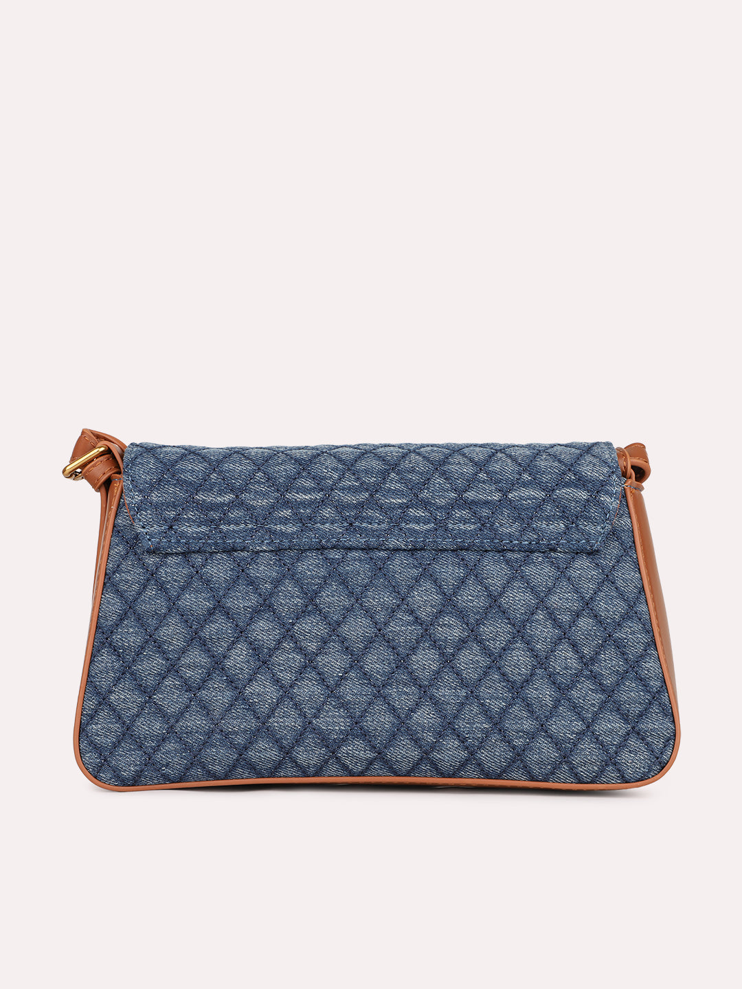 Womens Blue Textured Shoulder Bag