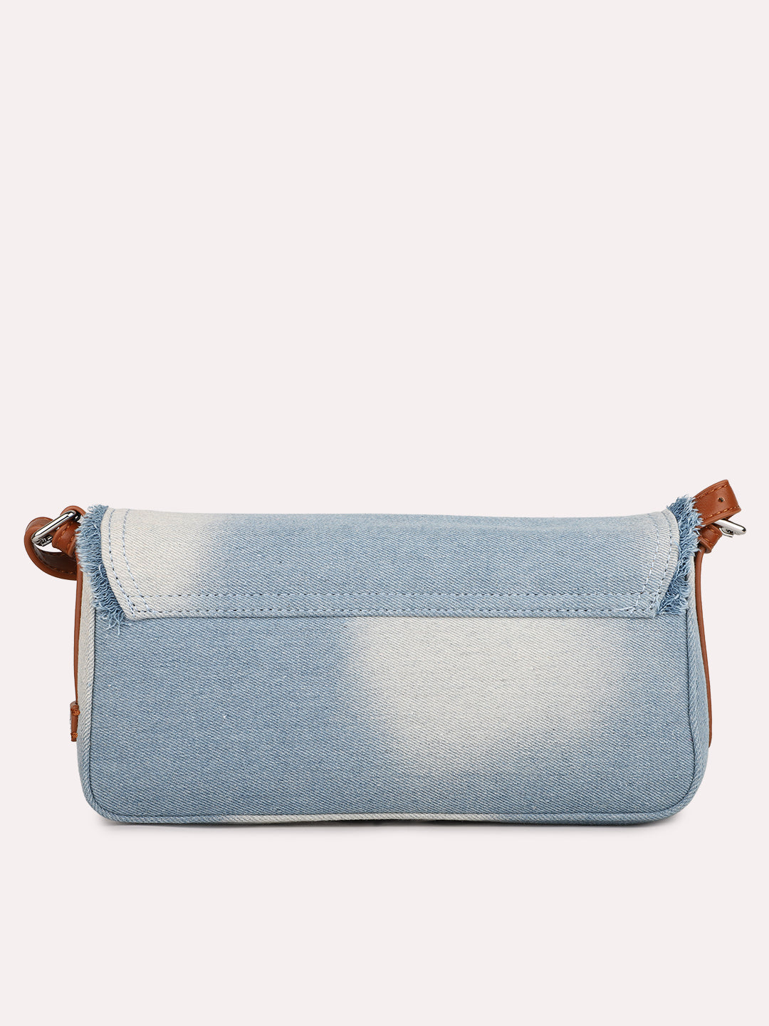 Womens Blue Textured Shoulder Bag