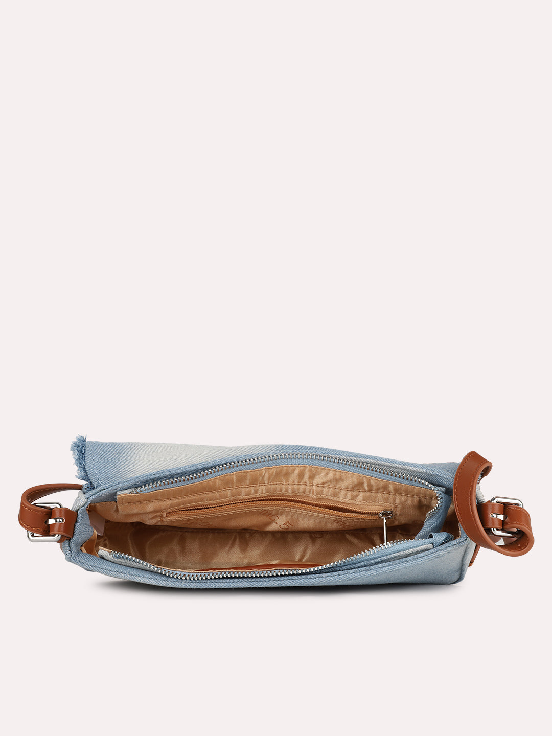 Womens Blue Textured Shoulder Bag