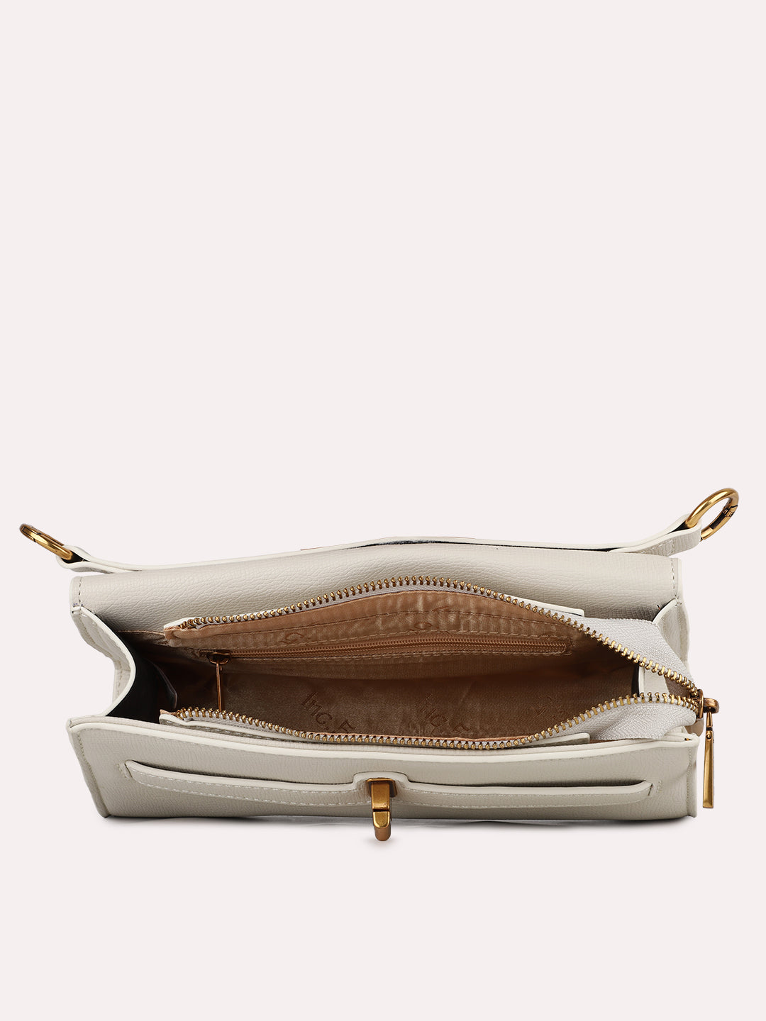 Womens Beige Textured Sling Bag