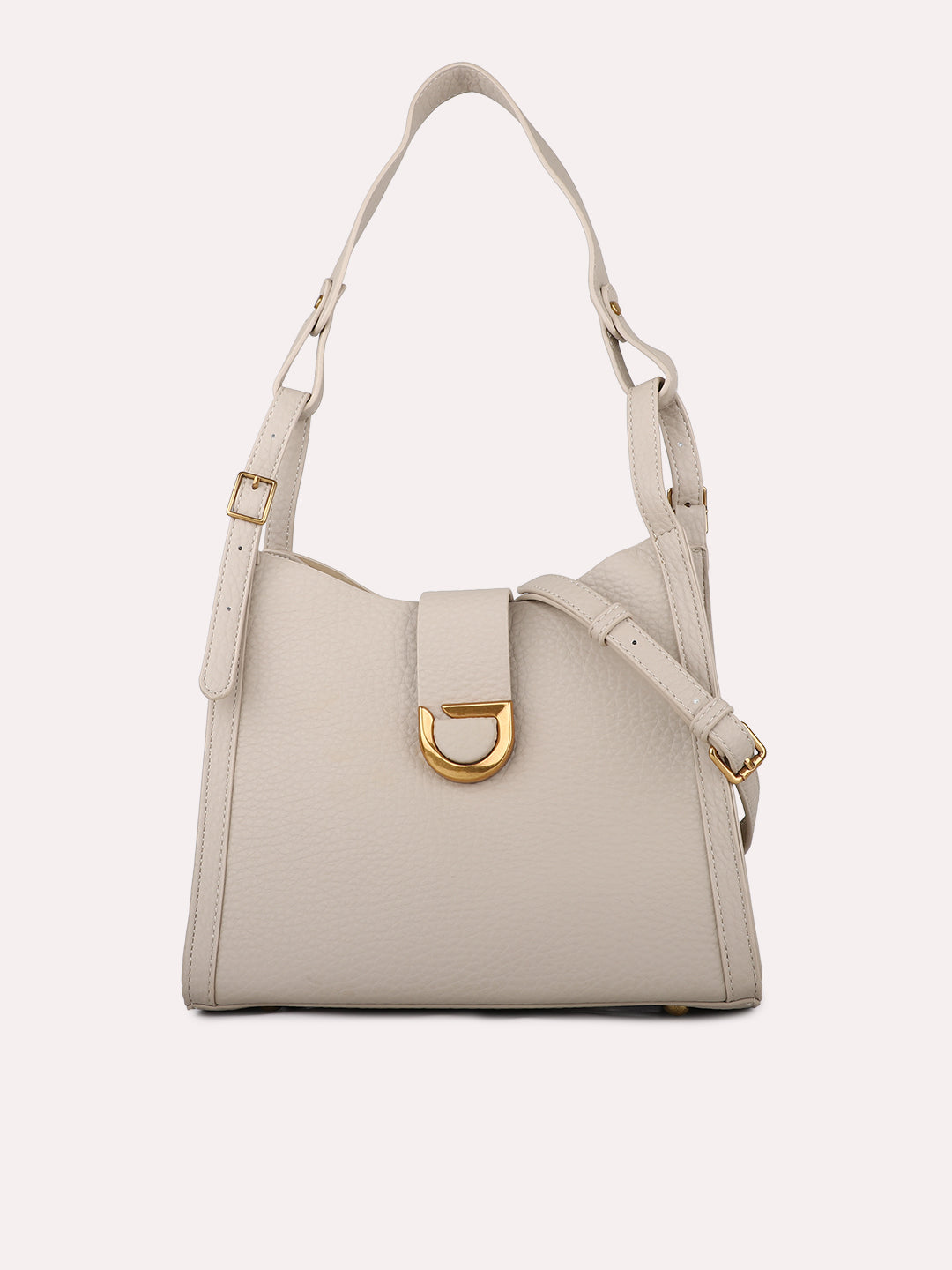 Womens Beige Textured Shoulder Bag