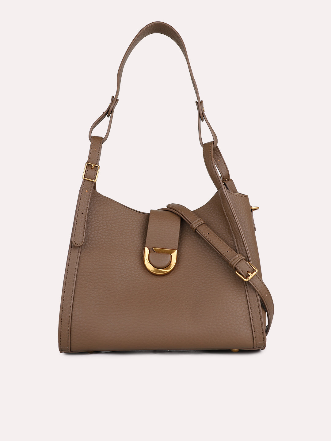 Womens Brown Textured Shoulder Bag