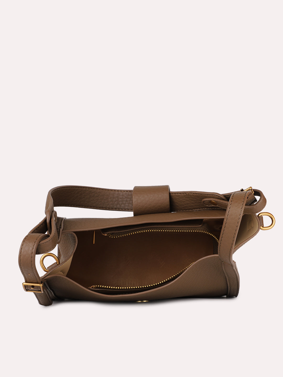 Womens Brown Textured Shoulder Bag