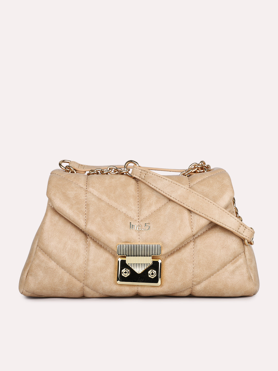 Womens Beige Textured Shoulder Bag