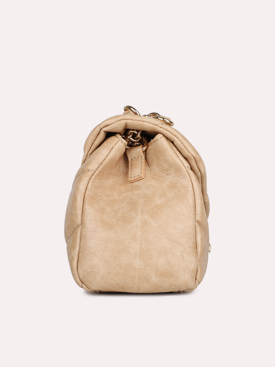 Womens Beige Textured Shoulder Bag