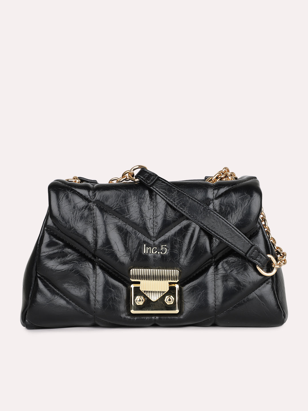 Womens Black Textured Shoulder Bag