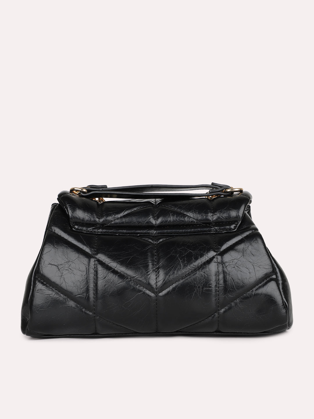 Womens Black Textured Shoulder Bag