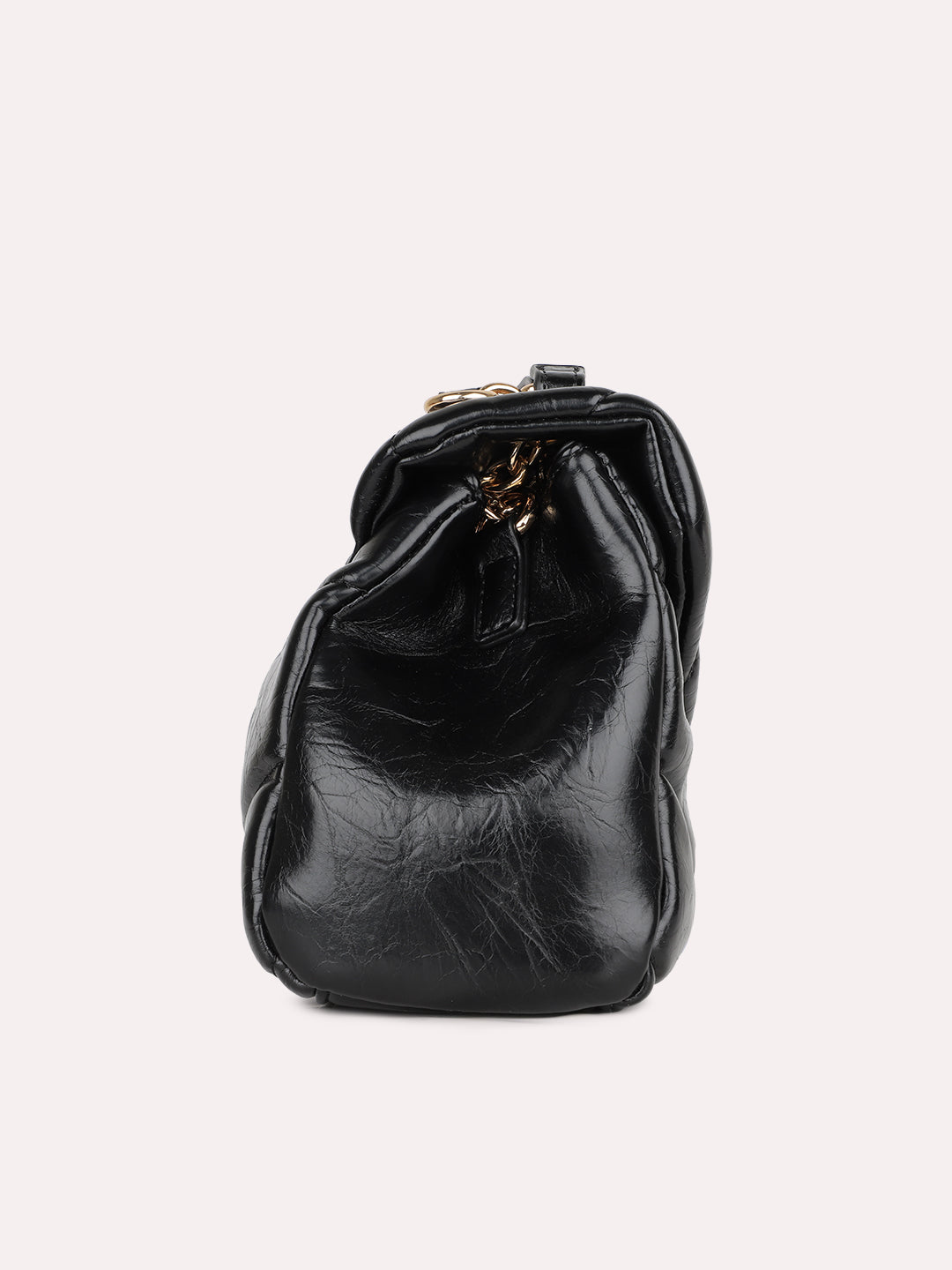 Womens Black Textured Shoulder Bag